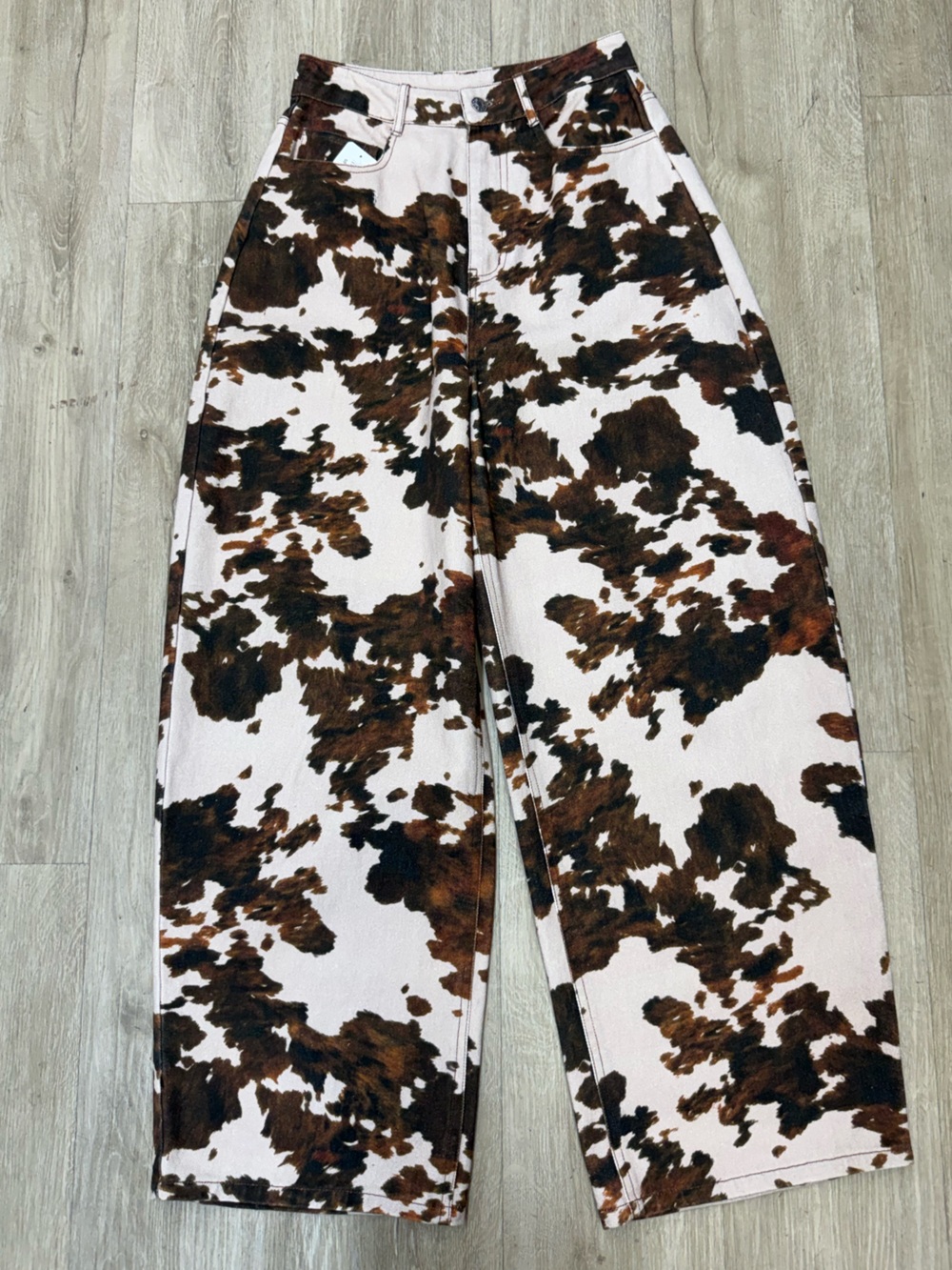 Baggy Wide Leg Cow Print Pants